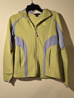 Women's Lands' End Lightweight Hooded Jacket - Lime/Gray